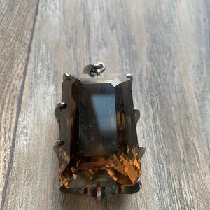 extra large amber colored smoky quartz pendant